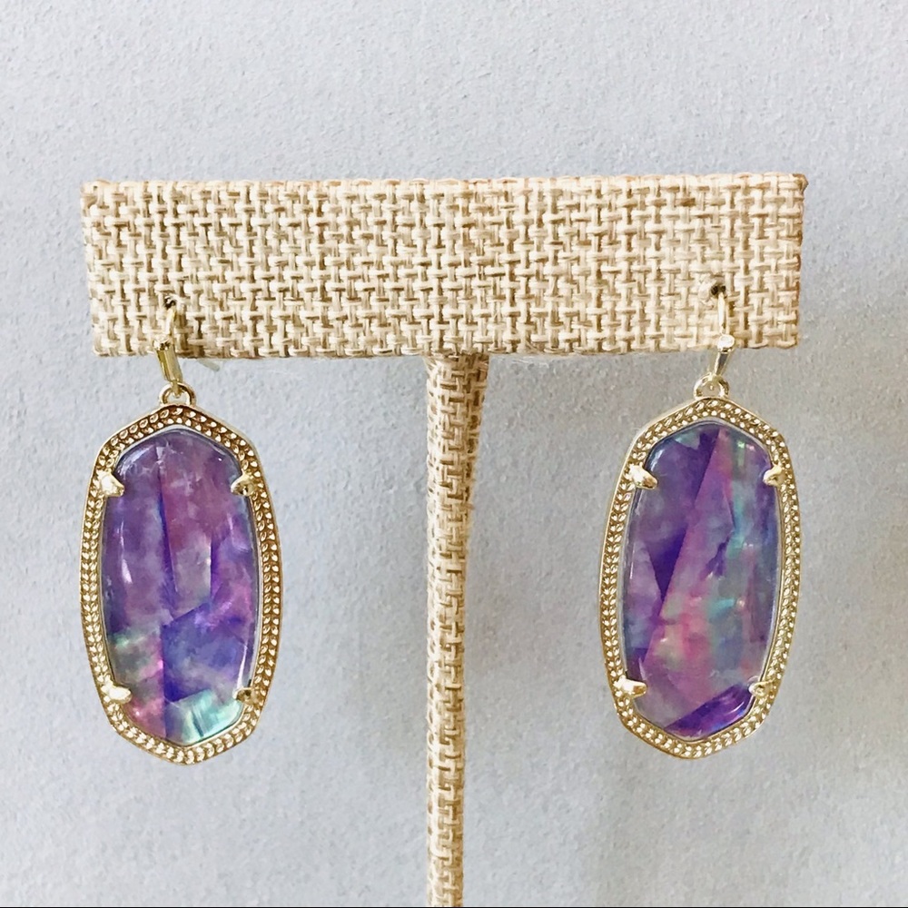 KendraScott Elle Iridescent Abalone earrings in gold color